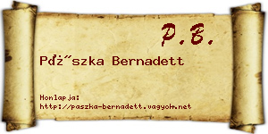 Pászka Bernadett névjegykártya